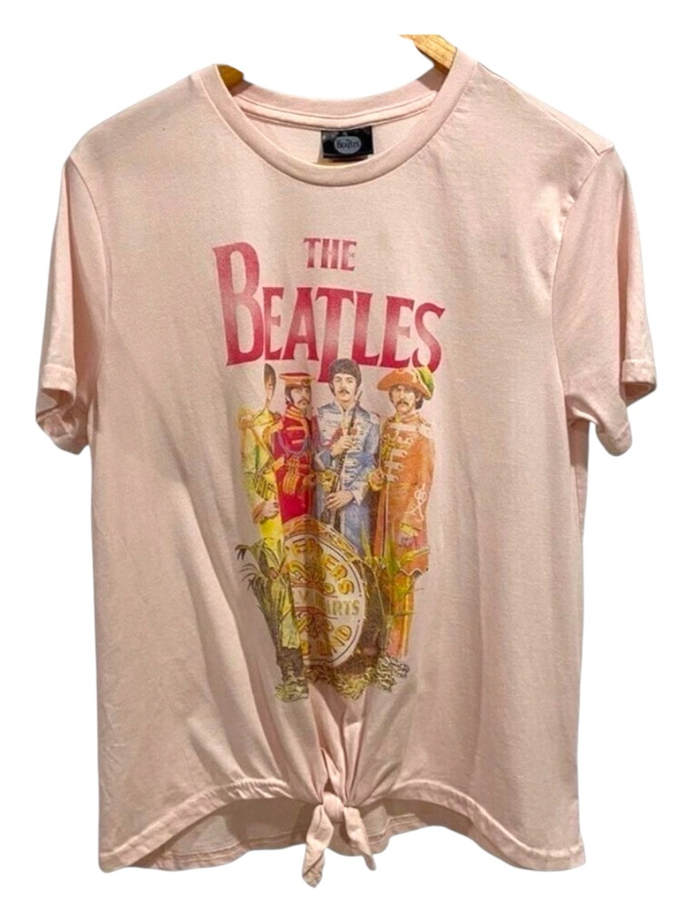 The Beatles t-shirt Lonely Hearts club band Sgt. Peppers pink tied front small